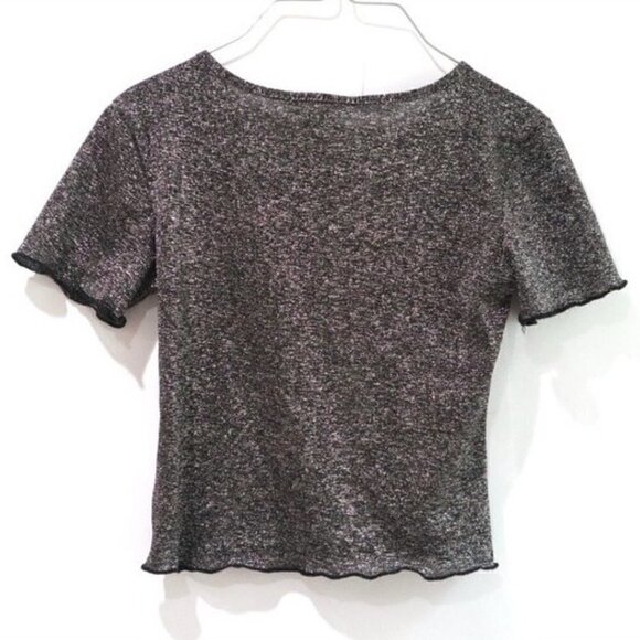 Urban Outfitters Crop Top Short Sleeve Grey Silver XS‎ - Picture 5 of 7